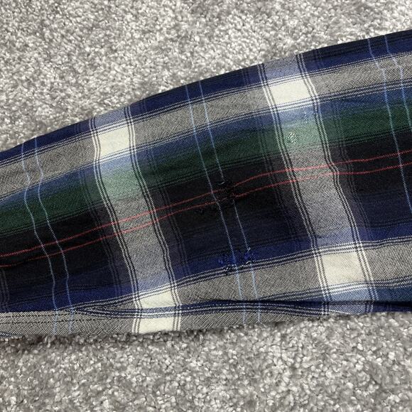 Salt Valley Flannel Shirt Mens Large Rayon Western Plaid Button Up *Distressed* - Picture 8 of 16